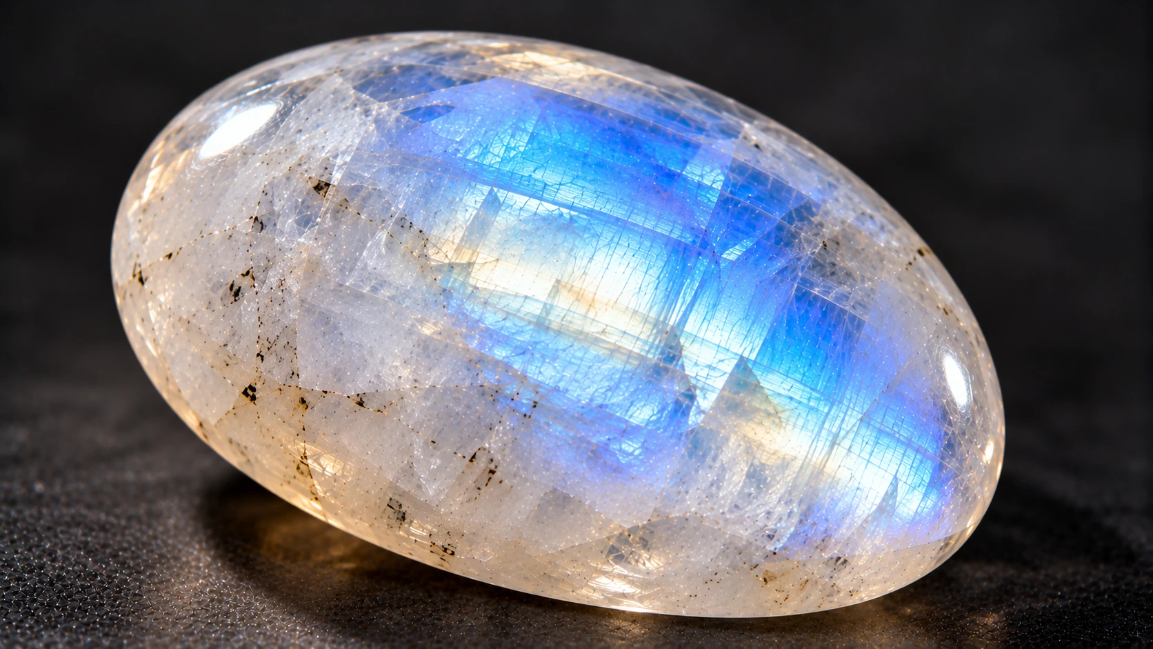 Piedra luna natural con adularescencia azul