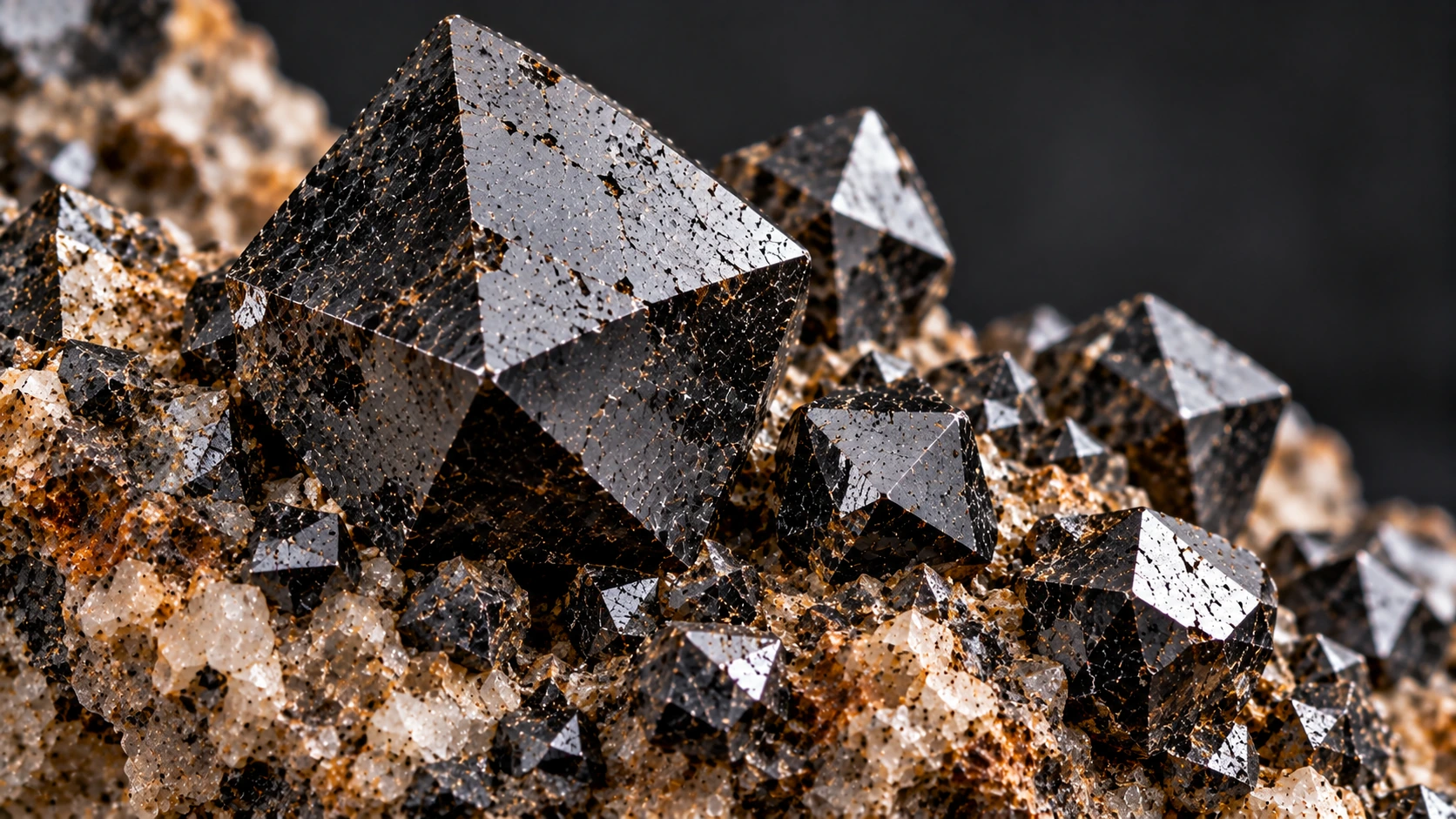 Cristal octaédrico natural de magnetita