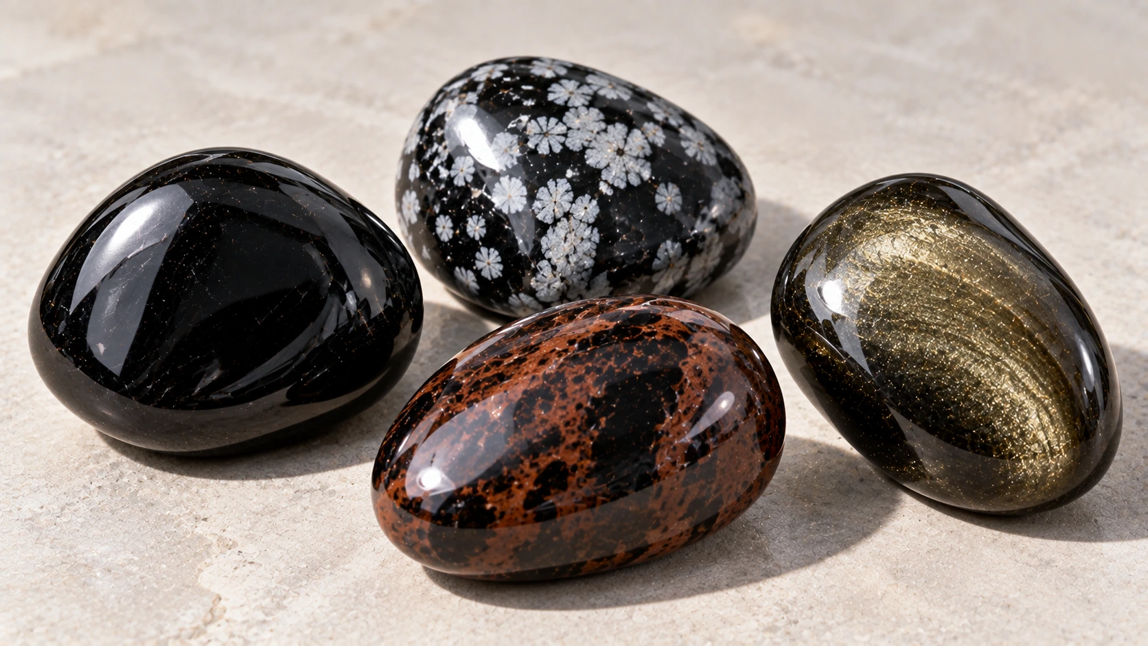 Diferentes tipos naturales de obsidiana